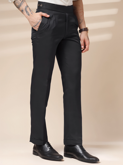 Black Classic Buttoned Formal Gurkha Pants by ITALIAN VEGA®