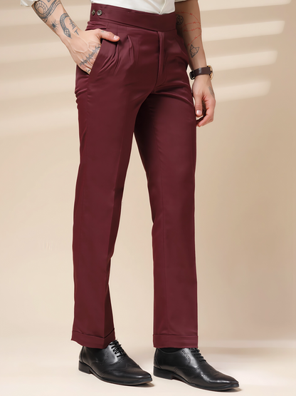 Wine Classic Buttoned Formal Gurkha Pants by ITALIAN VEGA®