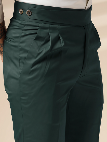 Bottle Green Classic Buttoned Formal Gurkha Pants by ITALIAN VEGA®