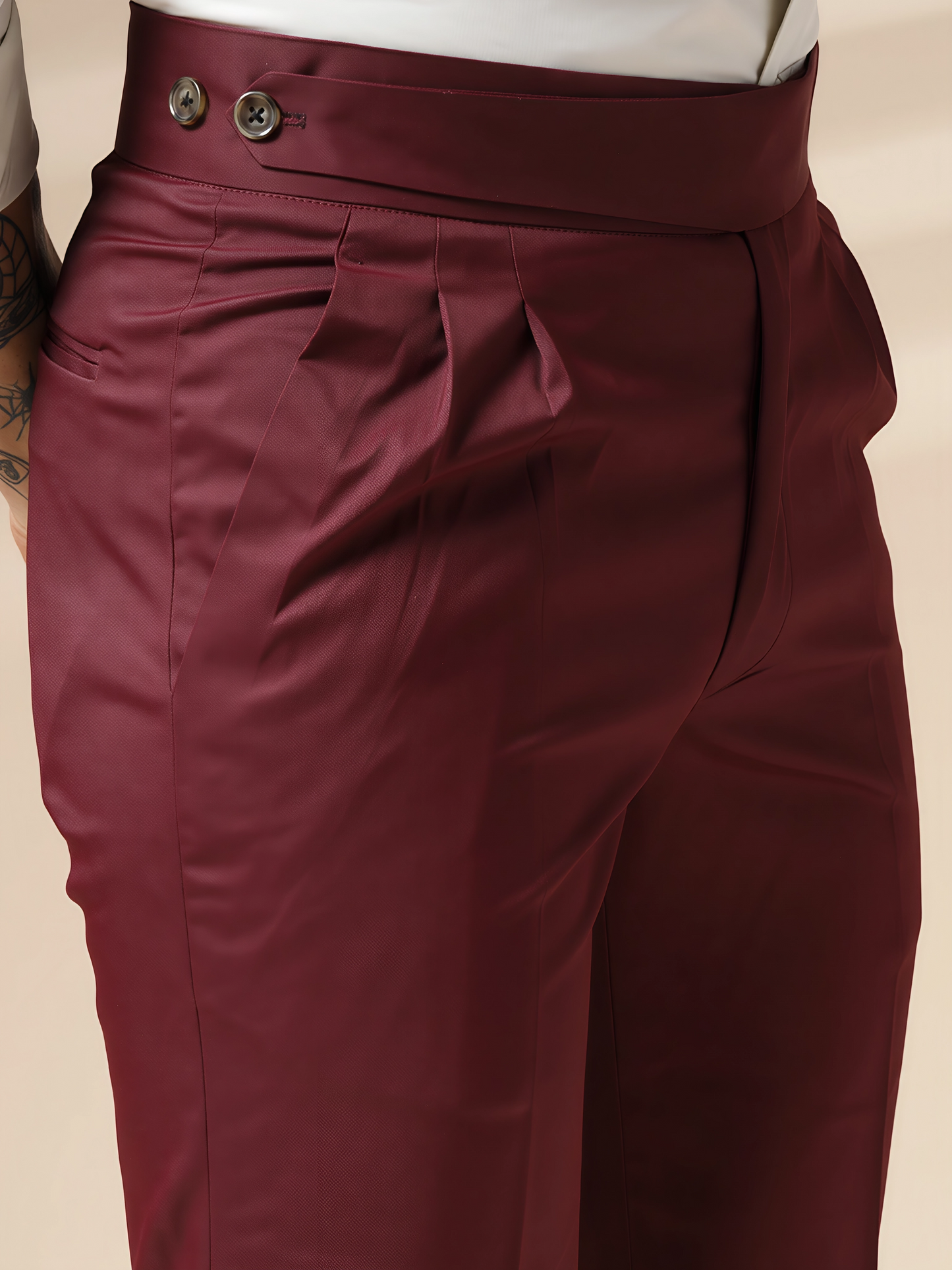 Wine Classic Buttoned Formal Gurkha Pants by ITALIAN VEGA®