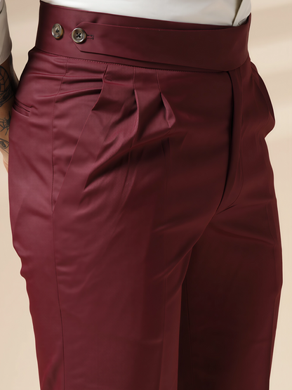Wine Classic Buttoned Formal Gurkha Pants by ITALIAN VEGA®