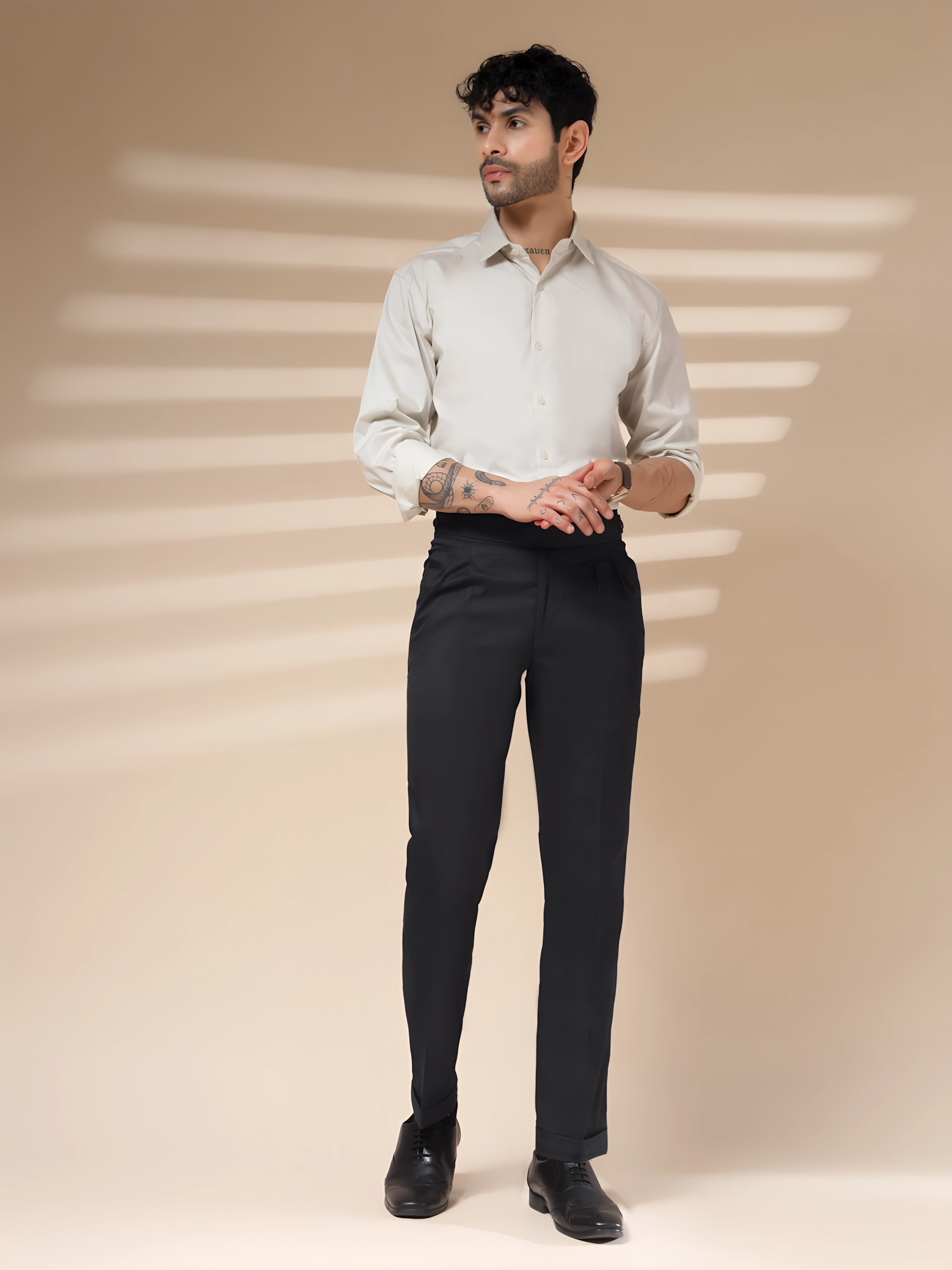 Black Classic Buttoned Formal Gurkha Pants by ITALIAN VEGA®
