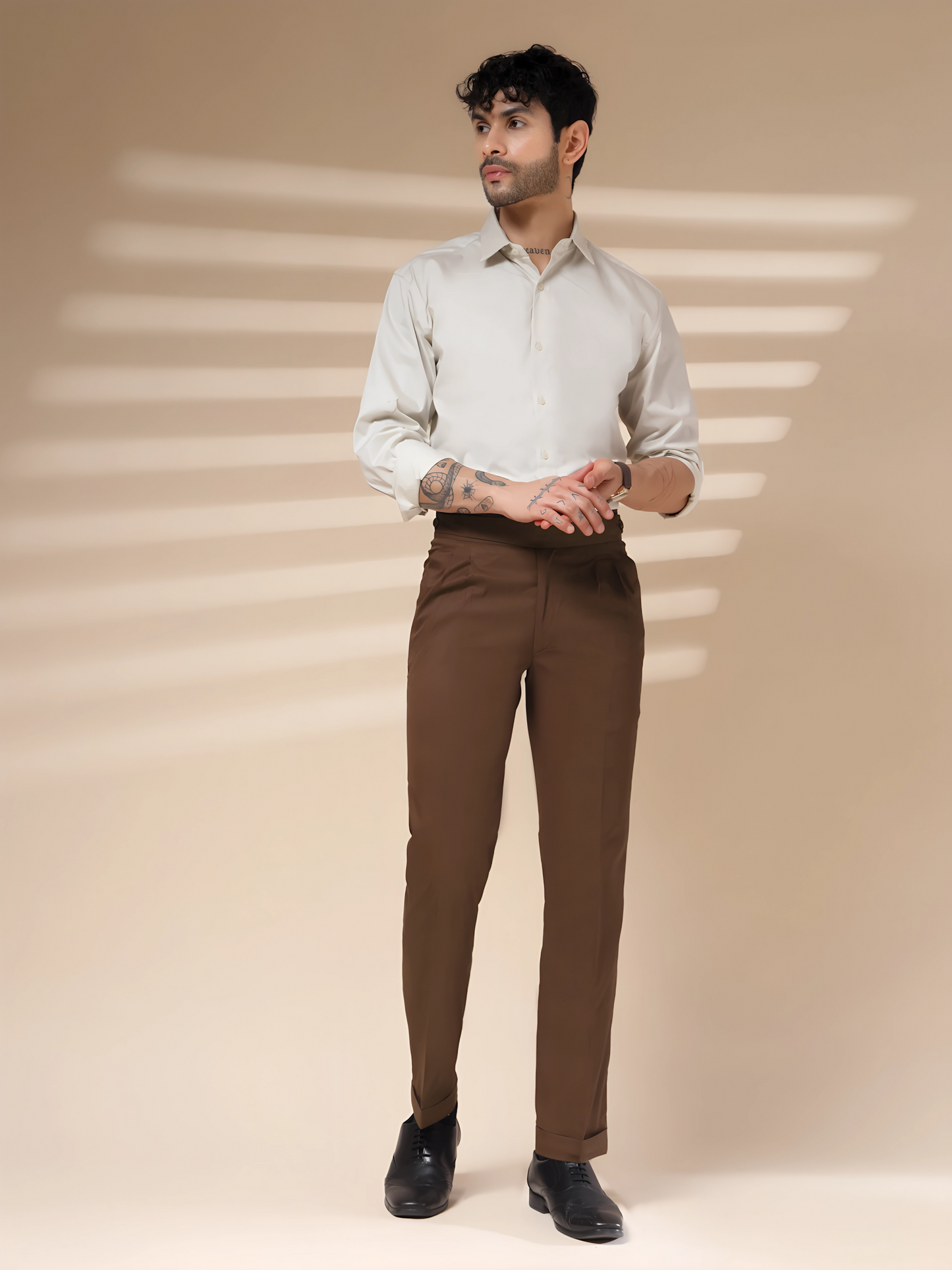 Brown Classic Buttoned Formal Gurkha Pants by ITALIAN VEGA®