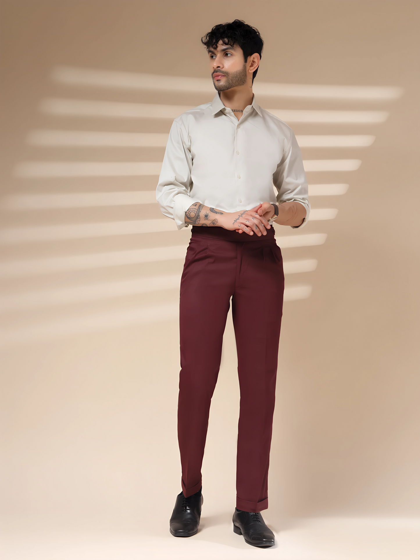 Wine Classic Buttoned Formal Gurkha Pants by ITALIAN VEGA®