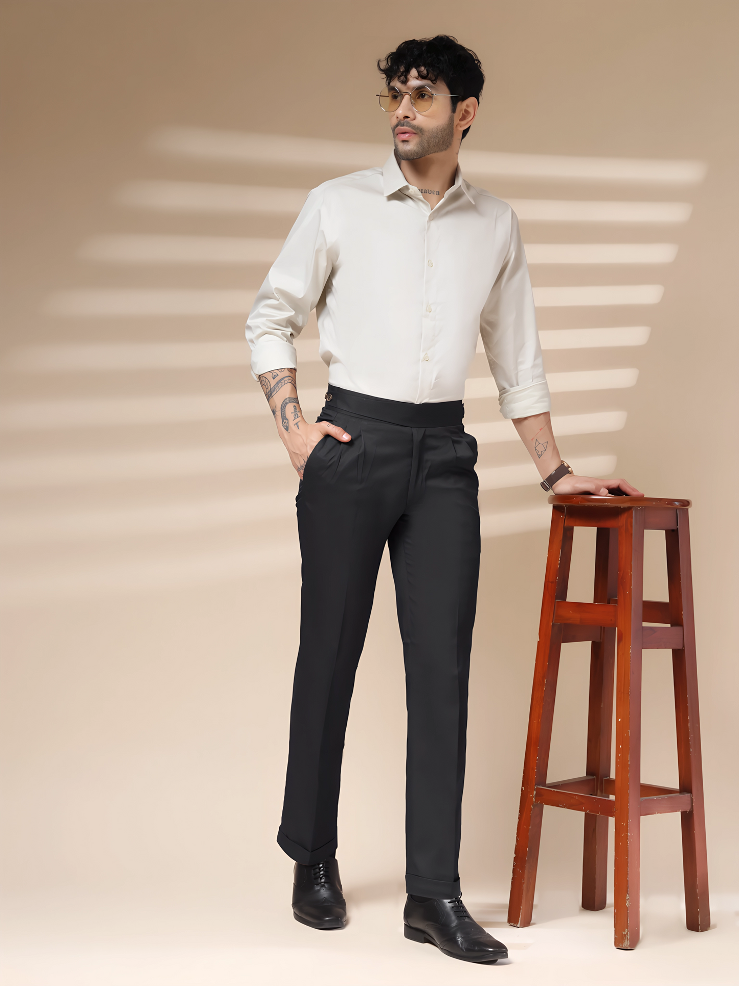 Black Classic Buttoned Formal Gurkha Pants by ITALIAN VEGA®