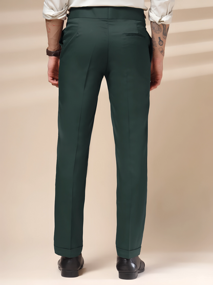 Bottle Green Classic Buttoned Formal Gurkha Pants by ITALIAN VEGA®