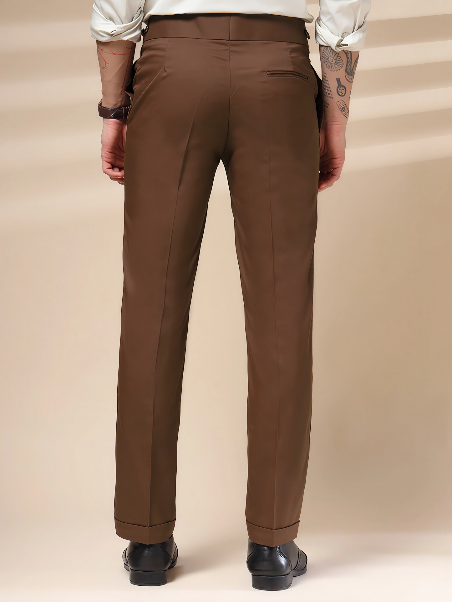 Brown Classic Buttoned Formal Gurkha Pants by ITALIAN VEGA®