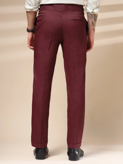 Wine Classic Buttoned Formal Gurkha Pants by ITALIAN VEGA®