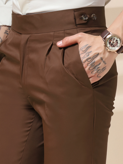 Brown Classic Buttoned Formal Gurkha Pants by ITALIAN VEGA®