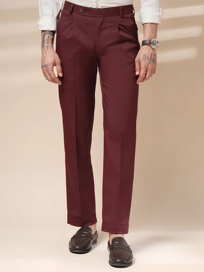 Wine Men Pleated Formal Trouser by Italian Vega®