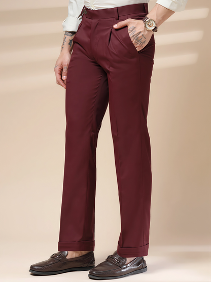 Wine Men Pleated Formal Trouser by Italian Vega®