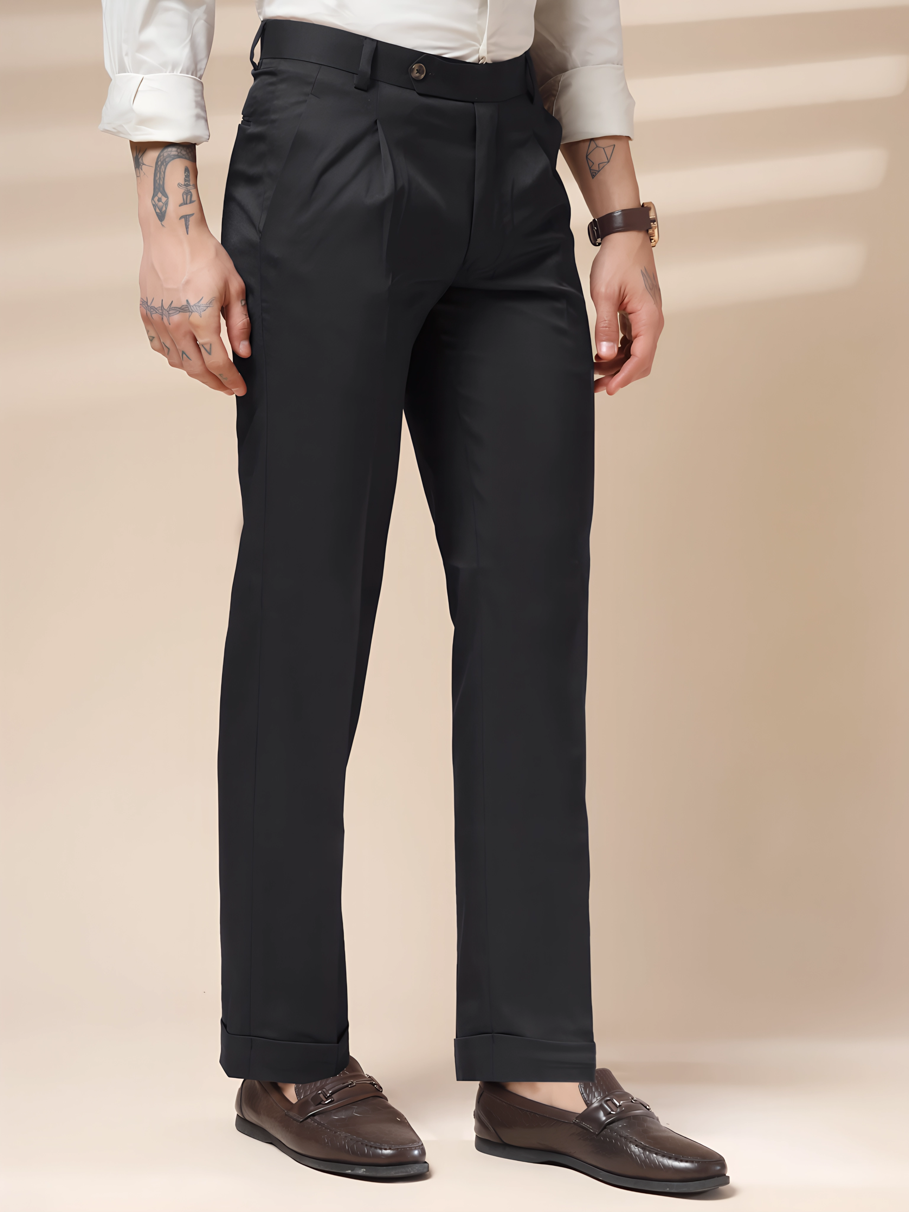 Black Men Pleated Formal Trouser by Italian Vega®
