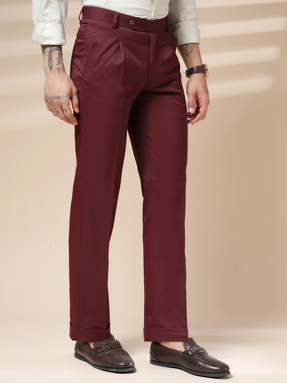 Wine Men Pleated Formal Trouser by Italian Vega®