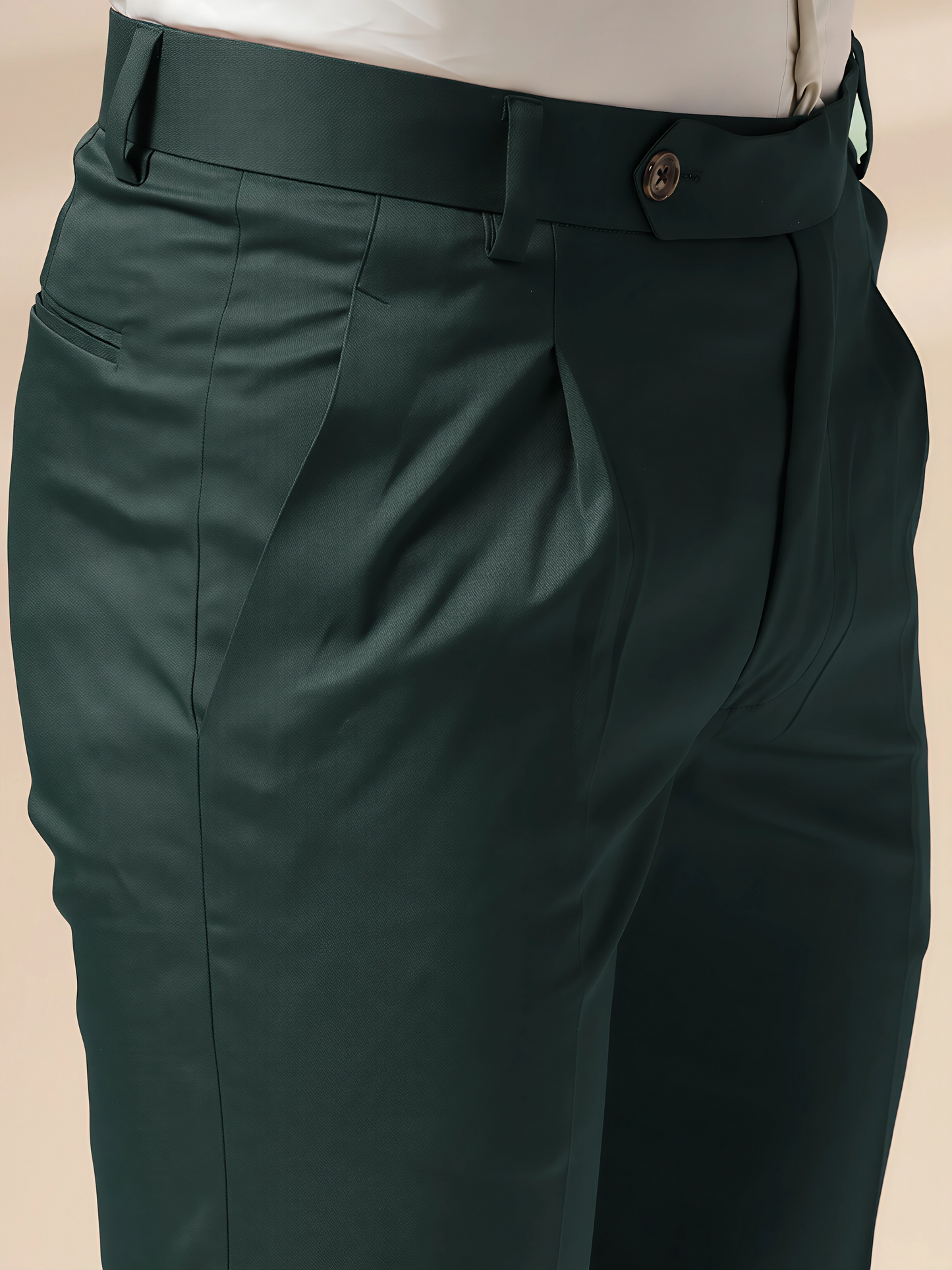 Bottle Green Men Pleated Formal Trouser by Italian Vega®