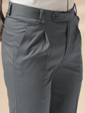 Stone Grey Men Pleated Formal Trouser by Italian Vega®