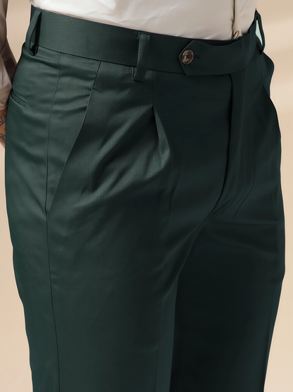 Bottle Green Men Pleated Formal Trouser by Italian Vega®