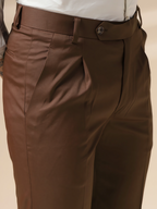 Brown Men Pleated Formal Trouser by Italian Vega®