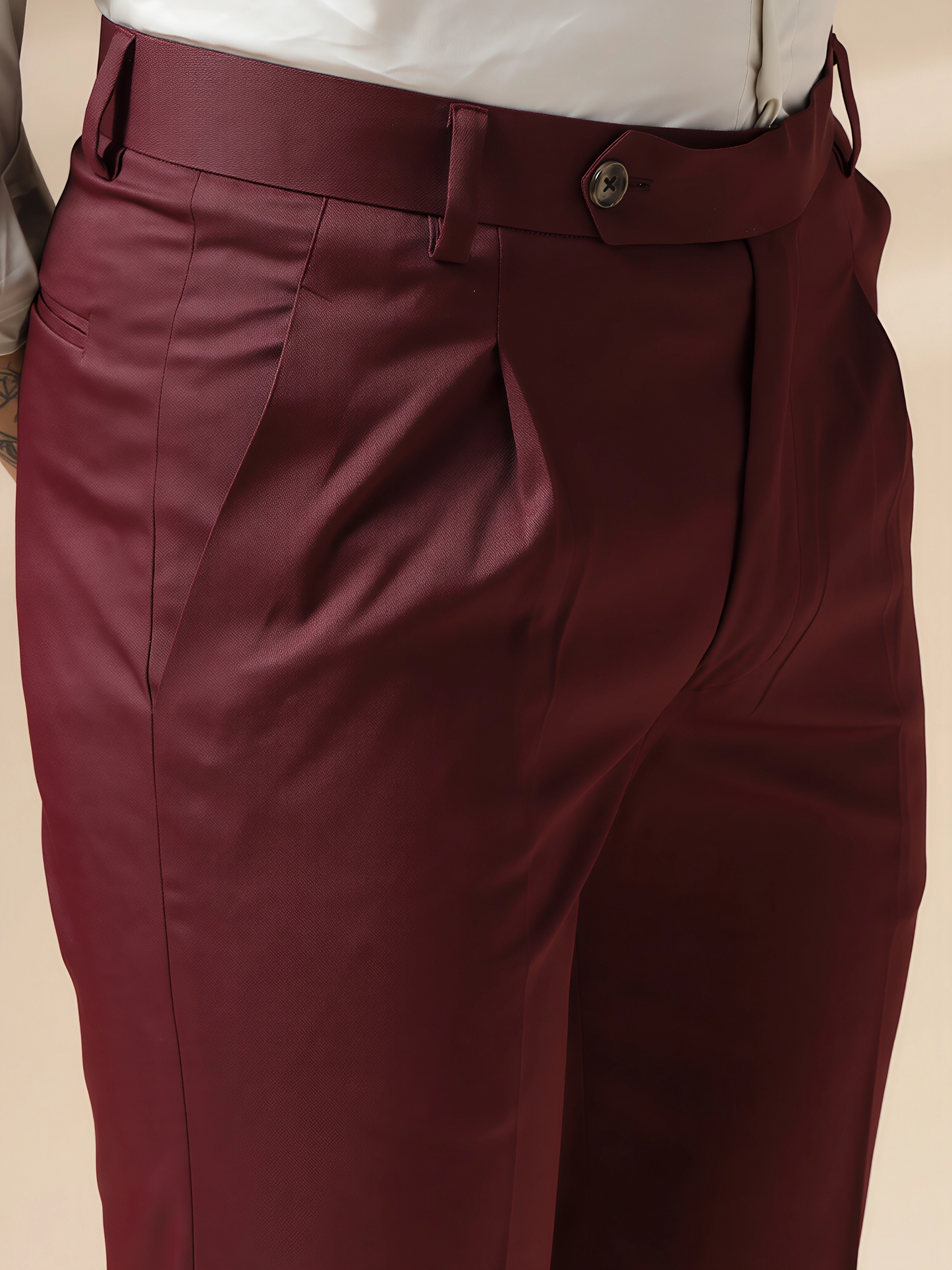 Wine Men Pleated Formal Trouser by Italian Vega®