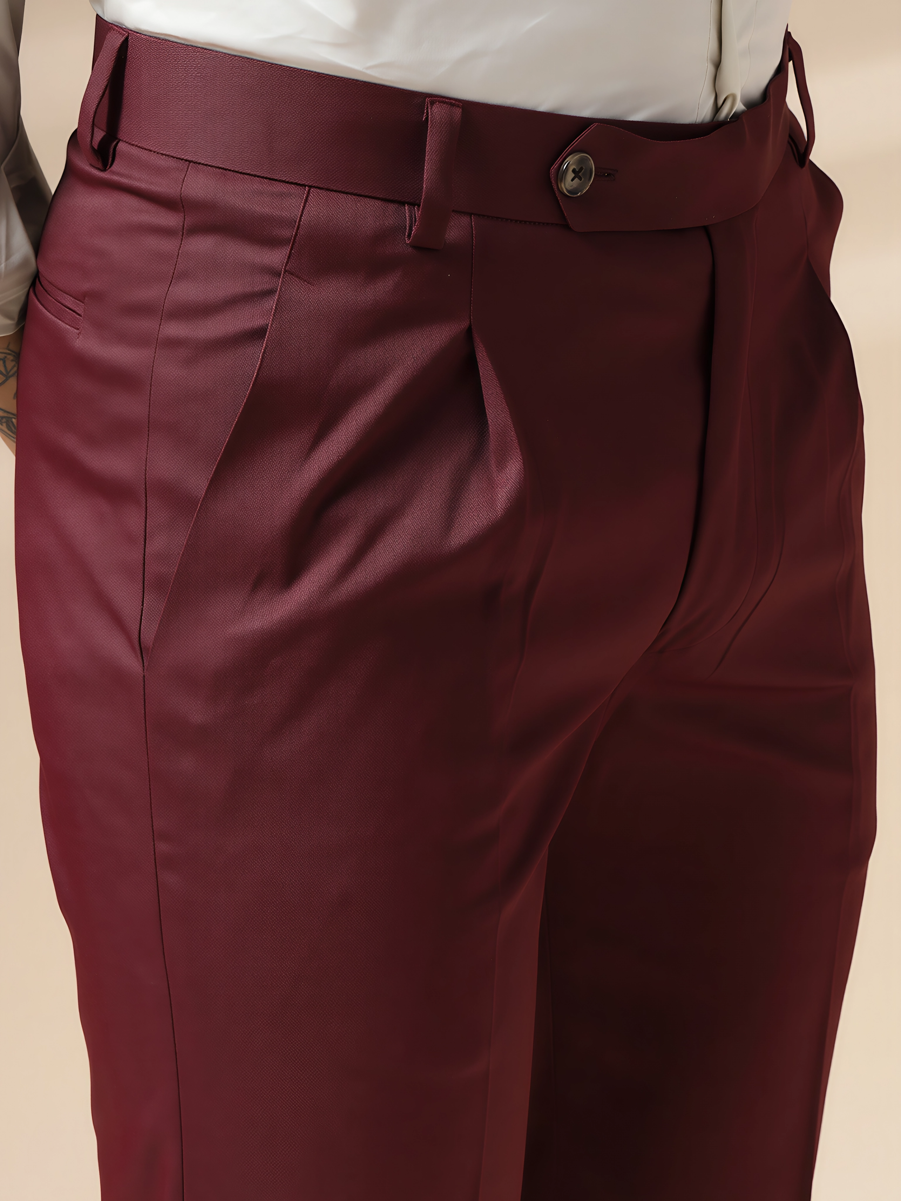 Wine Men Pleated Formal Trouser by Italian Vega®