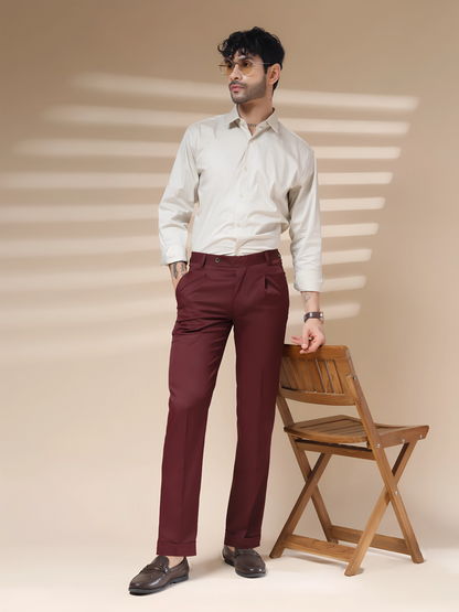 Wine Men Pleated Formal Trouser by Italian Vega®