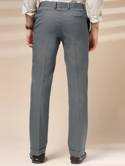 Stone Grey Men Pleated Formal Trouser by Italian Vega®