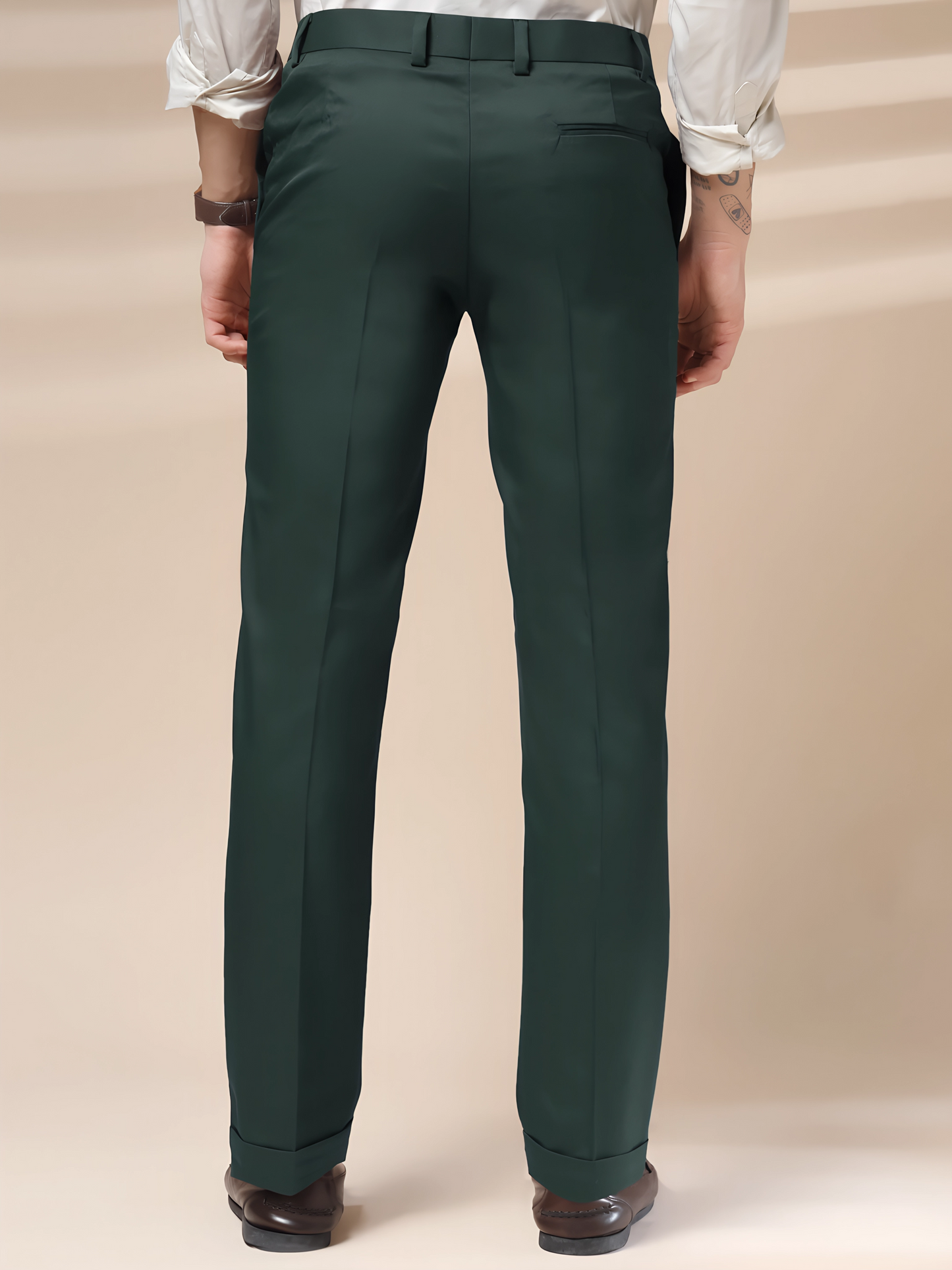 Bottle Green Men Pleated Formal Trouser by Italian Vega®