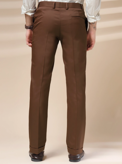 Brown Men Pleated Formal Trouser by Italian Vega®