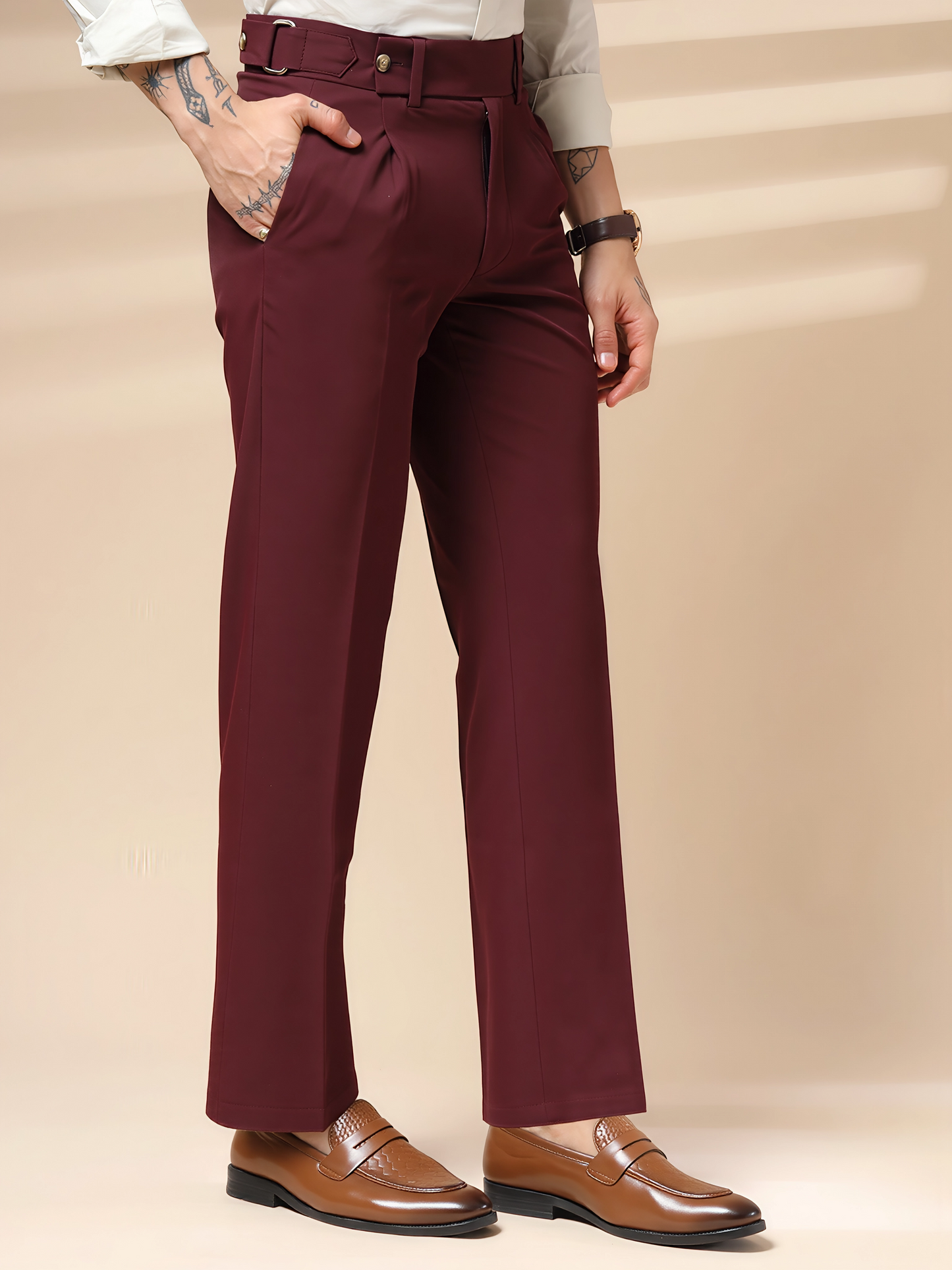 Wine Oxford Gurkha Trouser by Italian Vega®