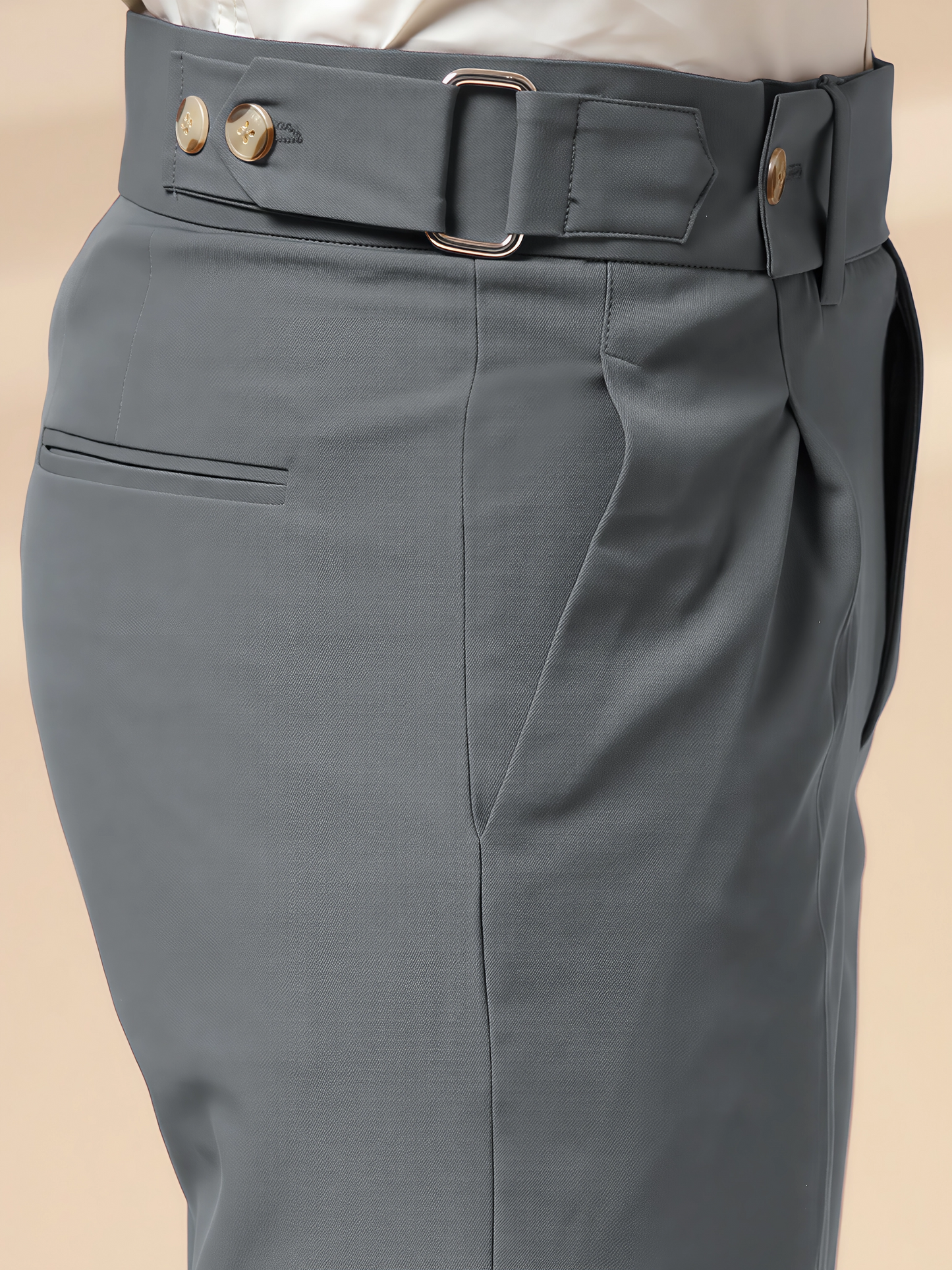 Stone Grey Oxford Gurkha Trouser by Italian Vega®
