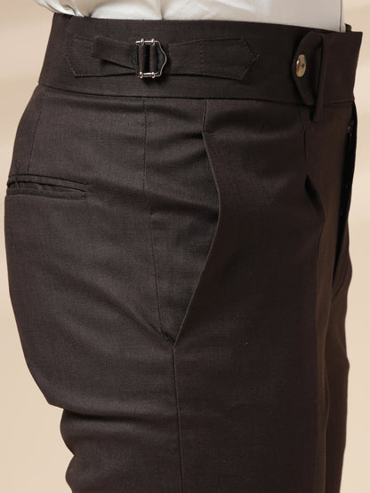 Brown Elegant Linen Gurkha Pants | Boot Cut Fit by Italian Vega®