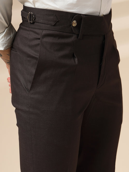 Brown Elegant Linen Gurkha Pants | Boot Cut Fit by Italian Vega®