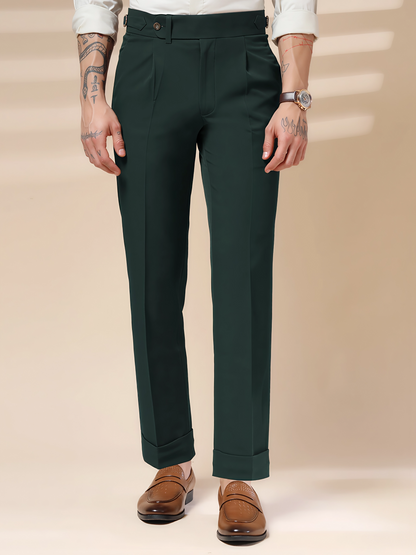 Bottle Green Italian Elegant Gurkha Trousers by ITALIAN VEGA®