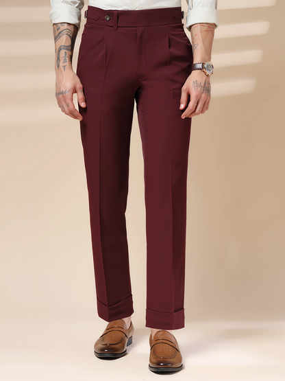 Wine Italian Elegant Gurkha Trousers by ITALIAN VEGA®
