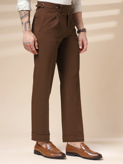 Brown Italian Elegant Gurkha Trousers by Italian Vega®