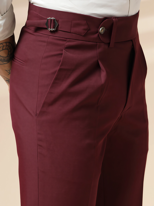 Wine Italian Elegant Gurkha Trousers by ITALIAN VEGA®