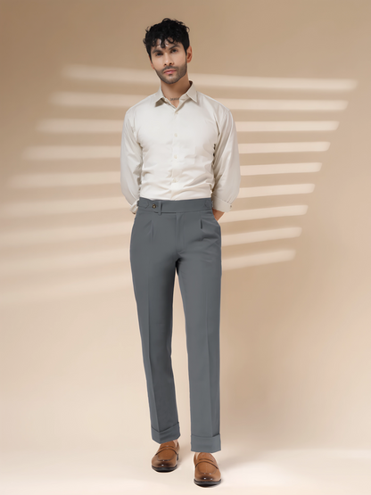 Stone Grey Italian Elegant Gurkha Trousers by ITALIAN VEGA®