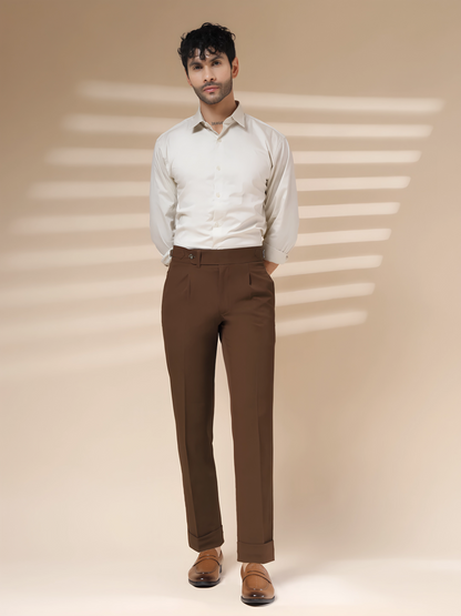 Brown Italian Elegant Gurkha Trousers by Italian Vega®