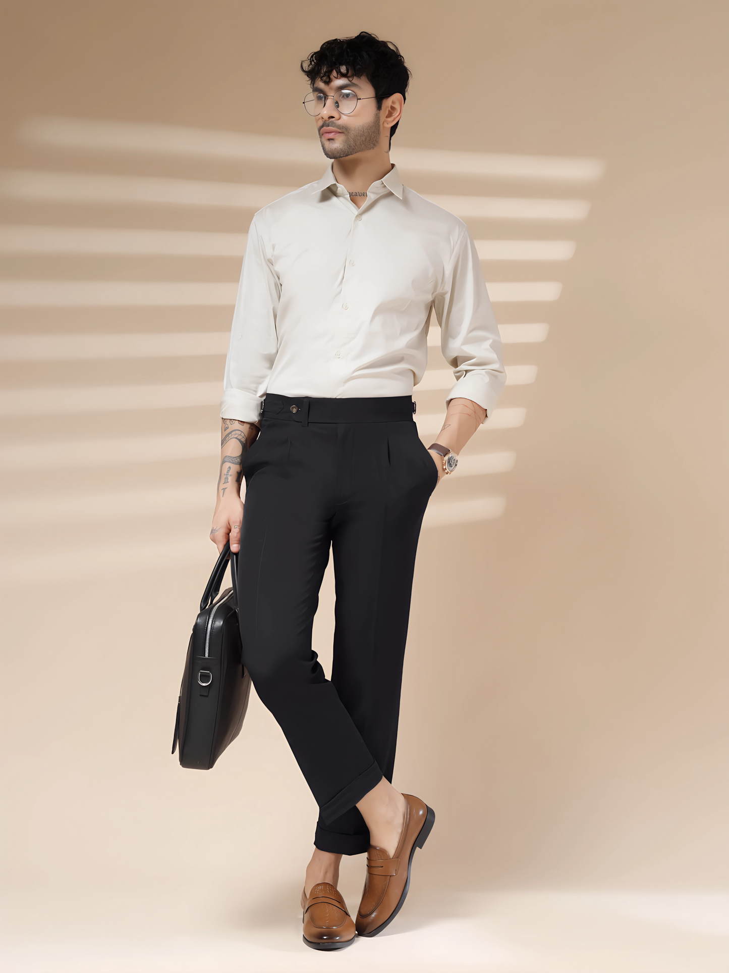 Black Italian Elegant Formal Gurkha Pants by ITALIAN VEGA®