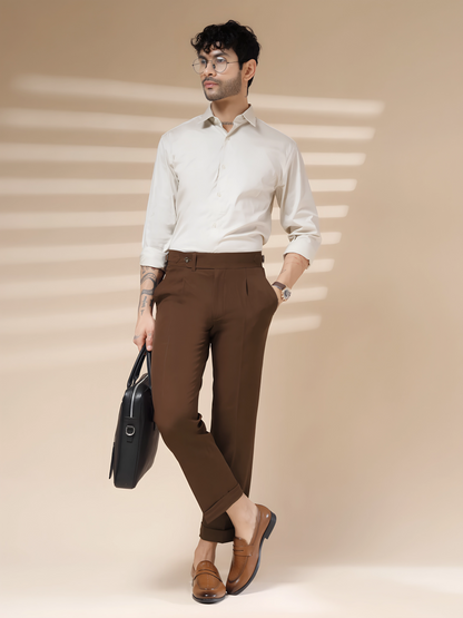 Brown Italian Elegant Gurkha Trousers by Italian Vega®