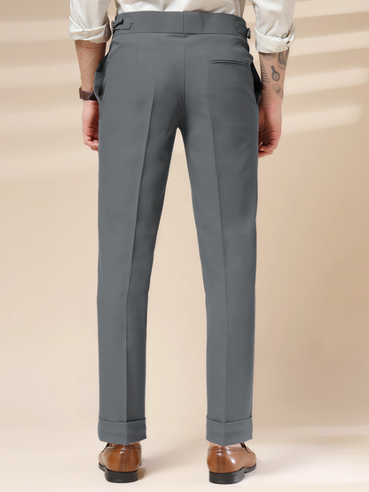 Stone Grey Italian Elegant Gurkha Trousers by ITALIAN VEGA®
