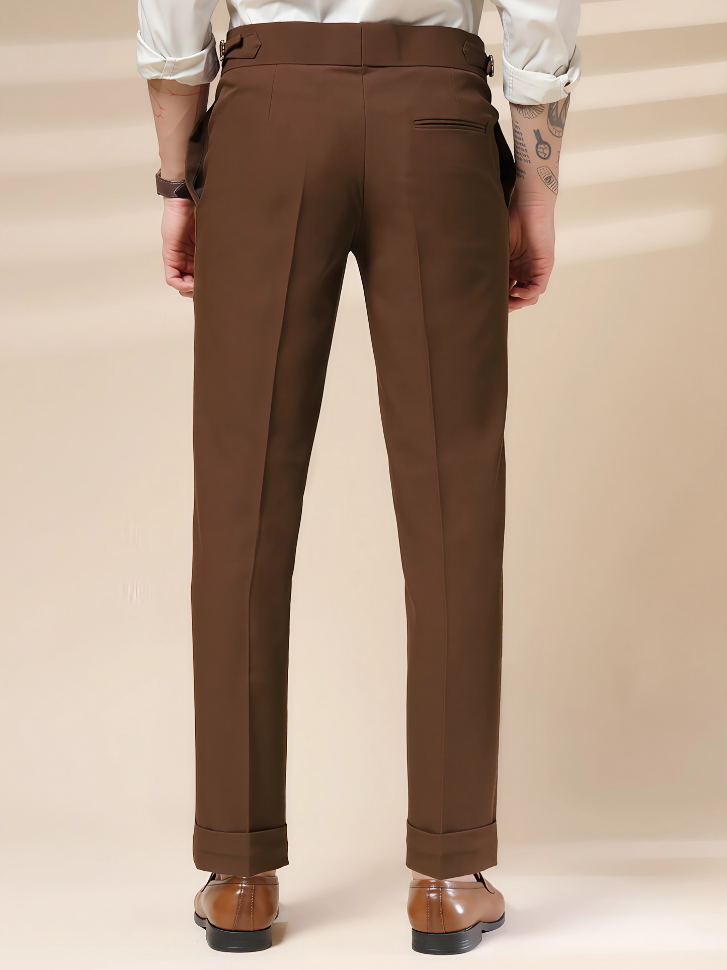 Brown Italian Elegant Gurkha Trousers by Italian Vega®