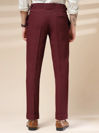 Wine Italian Elegant Gurkha Trousers by ITALIAN VEGA®