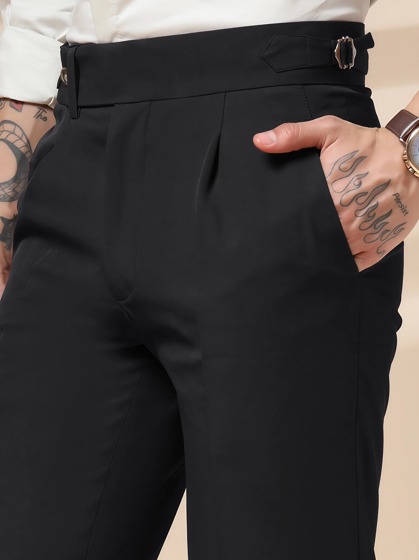 Black Italian Elegant Formal Gurkha Pants by ITALIAN VEGA®