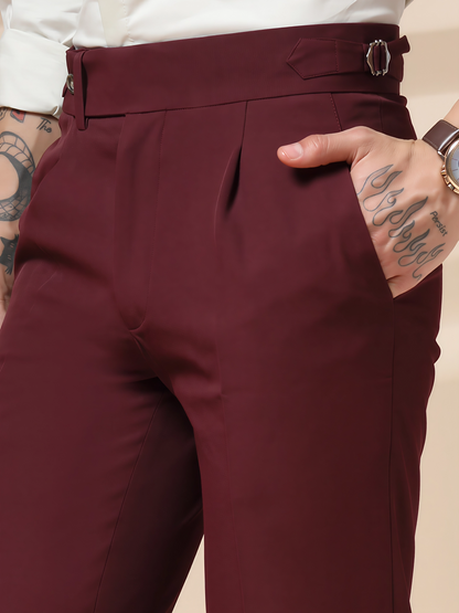 Wine Italian Elegant Gurkha Trousers by ITALIAN VEGA®