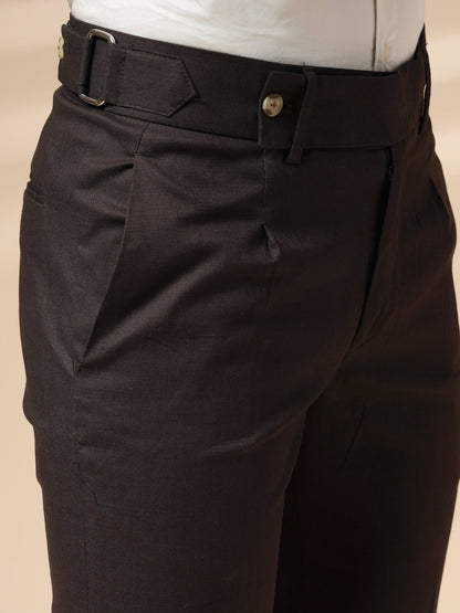 Brown Oxford Linen Gurkha Pants | Boot Cut Fit by Italian Vega®