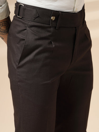 Brown Oxford Linen Gurkha Pants | Boot Cut Fit by Italian Vega®