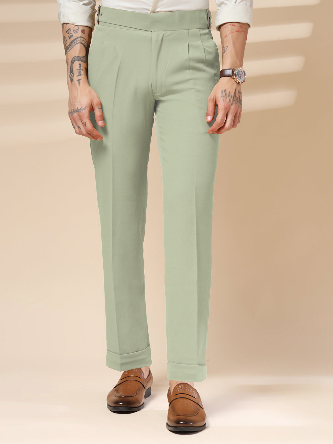 Lime Classic Buckle Gurkha Pants by Italian Vega®