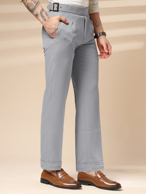 Ash Grey Classic Buckle Gurkha Pants by Italian Vega®