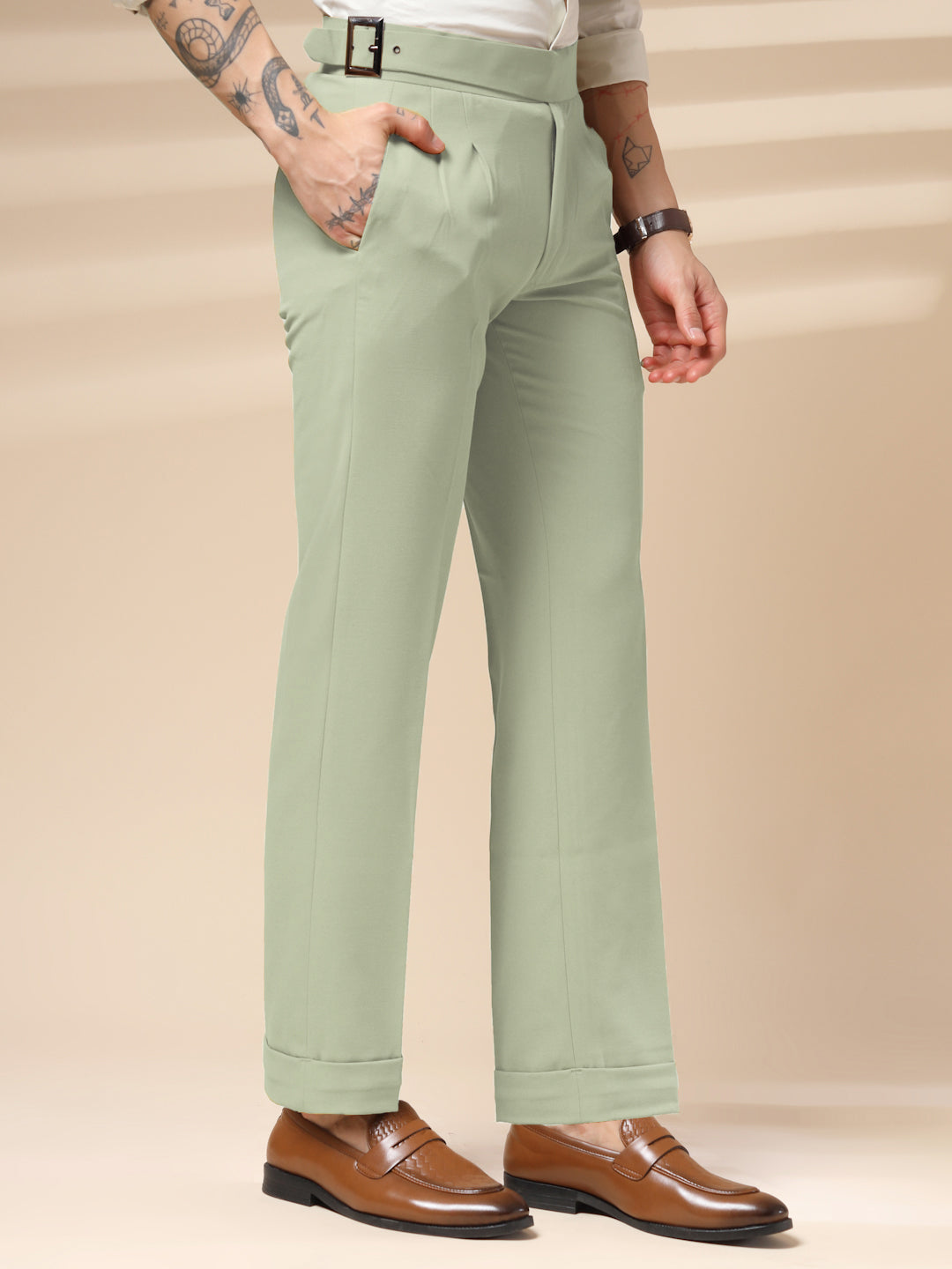 Lime Classic Buckle Gurkha Pants by Italian Vega®