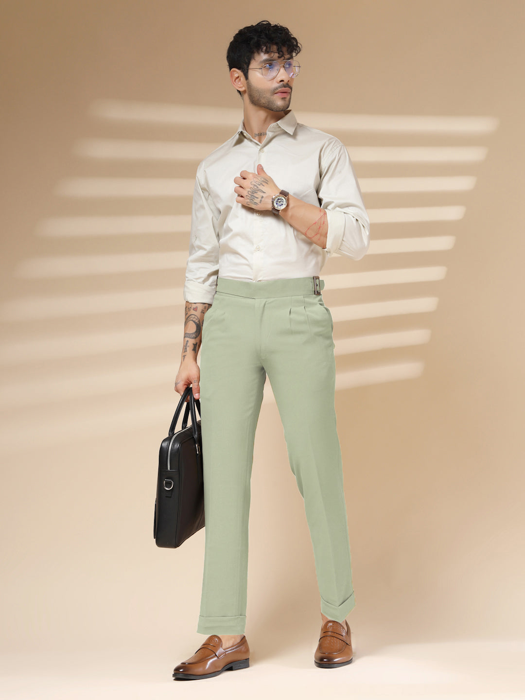 Lime Classic Buckle Gurkha Pants by Italian Vega®